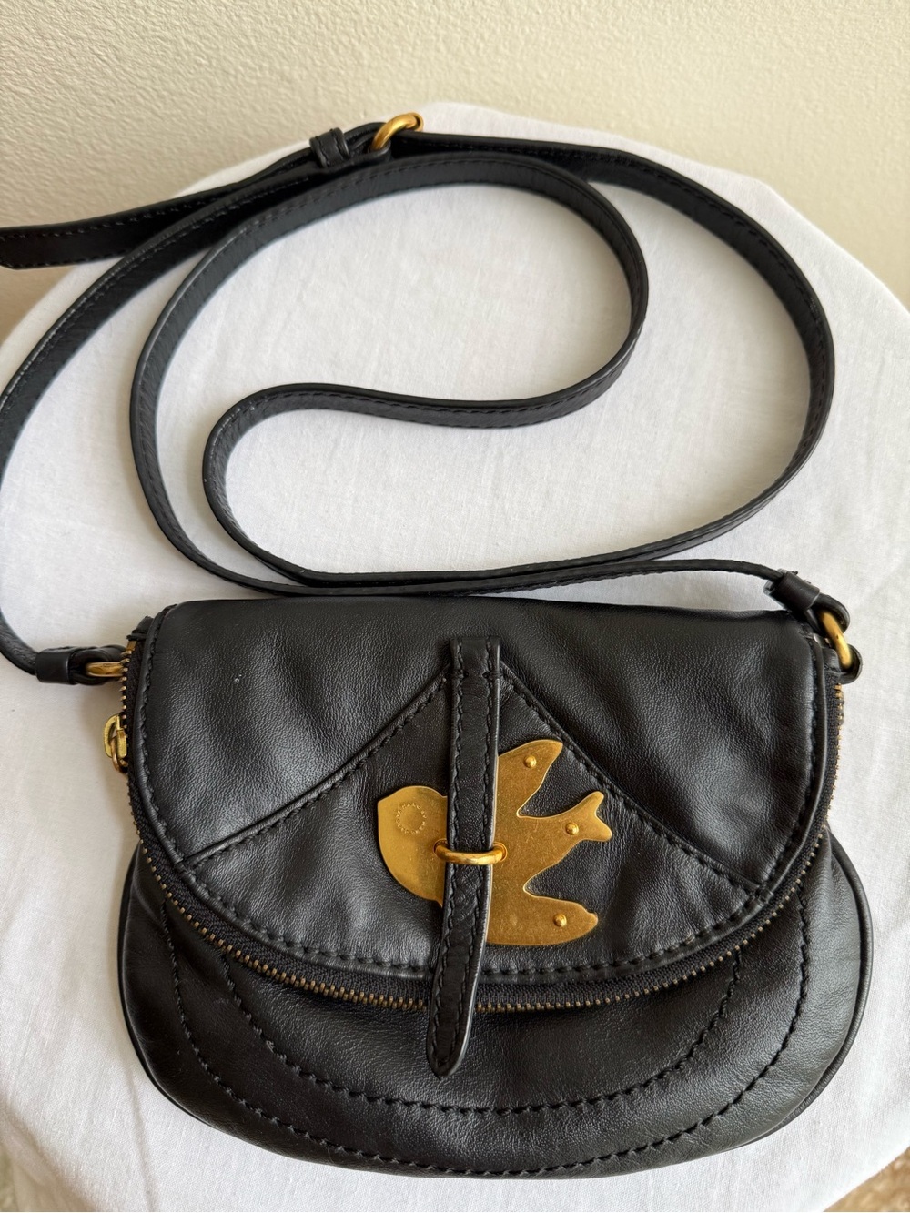 Marc by Marc Jacobs Petal to the Metal Bird Black Leather Crossbody Bag Y2K